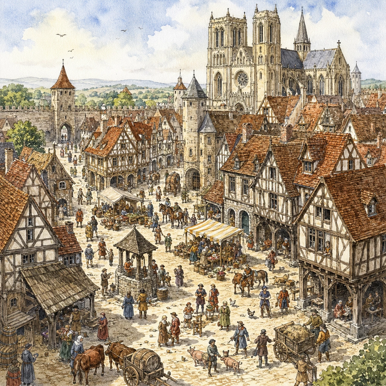 Reconstitution d'une grande ville au Moyen Âge