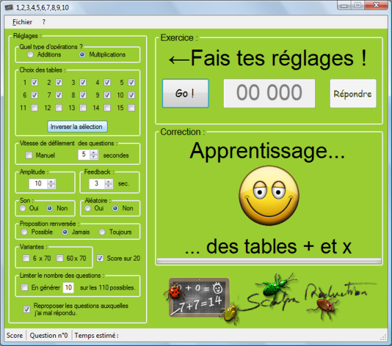 Capture du logiciel MesTables